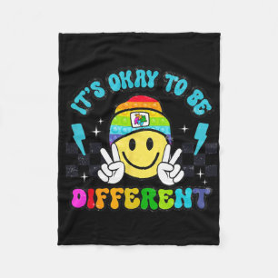 Het Is Oké Om Anders Te Zijn Smile Face Puzzel Aut Fleece Deken