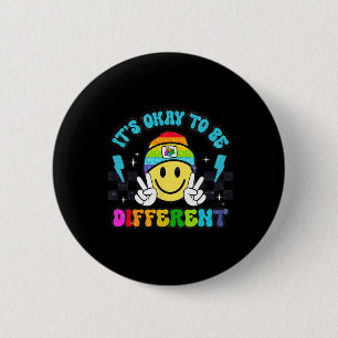 Het Is Oké Om Anders Te Zijn Smile Face Puzzel Aut Ronde Button 5,7 Cm