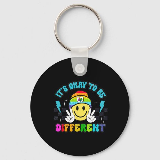 Het Is Oké Om Anders Te Zijn Smile Face Puzzel Aut Sleutelhanger (Voorkant)