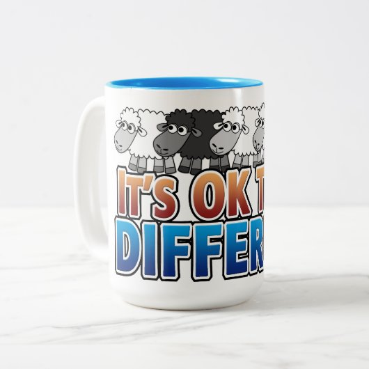 Het is oké om een ander BLACK SHEEP te zijn Tweekleurige Koffiemok (Voorkant links)