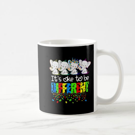 Het is oké om een ander Cute Elephant Autism-bewus Koffiemok (Rechts)