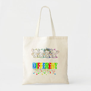 Het is oké om een ander Cute Elephant Autism-bewus Tote Bag