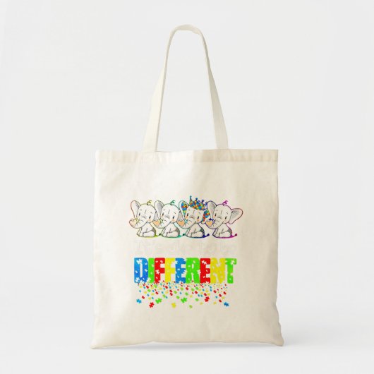Het is oké om een ander Cute Elephant Autism-bewus Tote Bag (Voorkant)