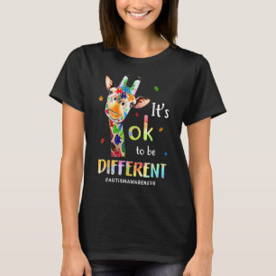 Het is oké om een ander Cute Giraffe Animal Autism T-shirt