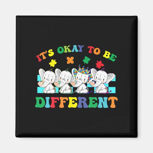 Het is oké om een ander Elephant Autisme bewustzij Magneet (Voorkant)
