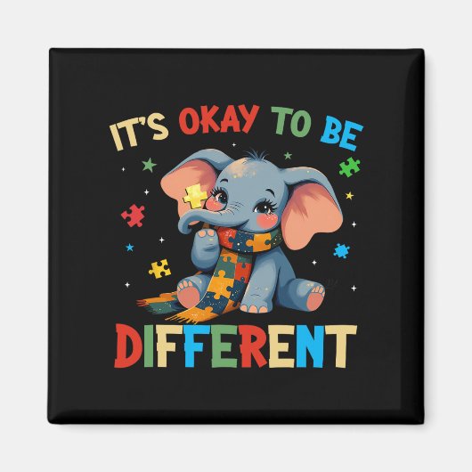 Het is oké om een ander Elephant Autisme bewustzij Magneet (Voorkant)