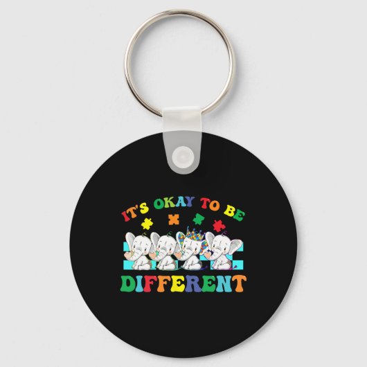 Het is oké om een ander Elephant Autisme bewustzij Sleutelhanger (Voorkant)