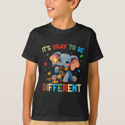 Het is oké om een ander Elephant Autisme bewustzij T-shirt (Voorkant)