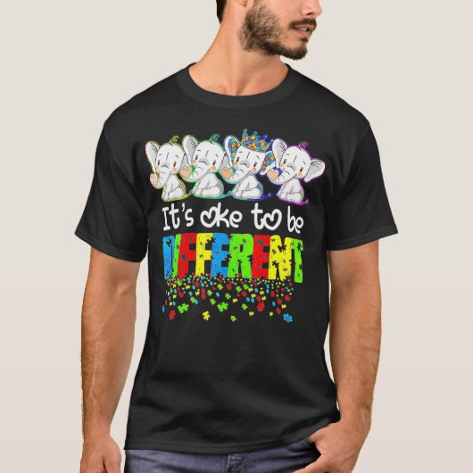 Het is oké om een ander Puzzle Elephant Autism Awa T-shirt (Voorkant)