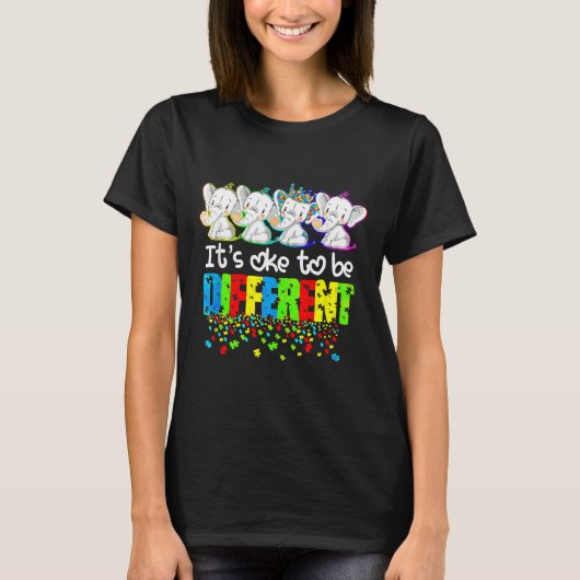 Het is oké om een ander Puzzle Elephant Autism Awa T-shirt (Voorkant)