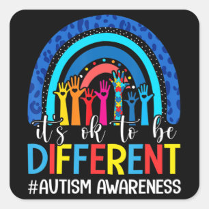 Het is oké om een andere Autism Awareness Leopard Vierkante Sticker