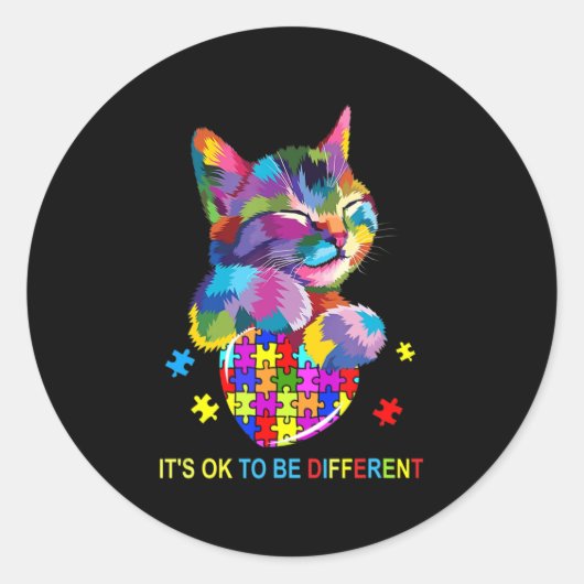 Het is oké om een andere Cat Autism-liefhebber te  Ronde Sticker (Voorkant)