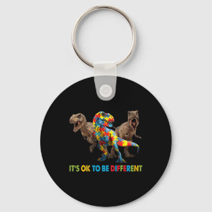 Het is oké om een andere Dinosaur Autisme-bewustzi Sleutelhanger