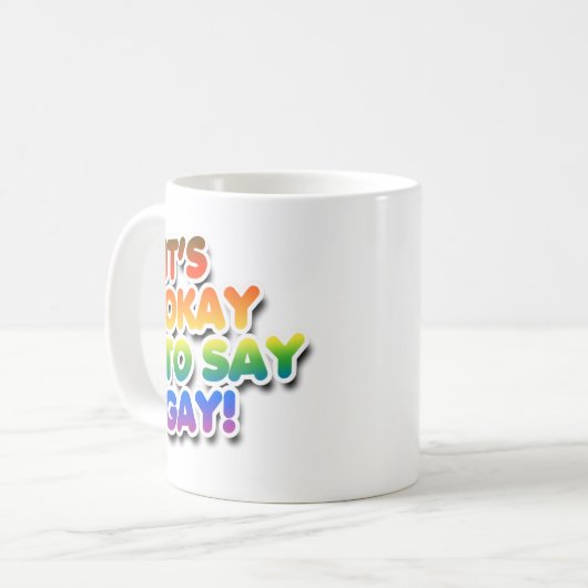 Het is oké om homo te zeggen koffiemok (Voorkant links)