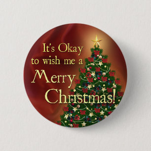 Het is oké om me een prettige kerst te wensen! ronde button 5,7 cm