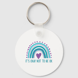 Het is oké om niet OK te zijn Retro Rainbow Suicid Sleutelhanger