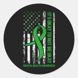 Het is oké om niet oké te zijn, US Flag Mental Hea Ronde Sticker