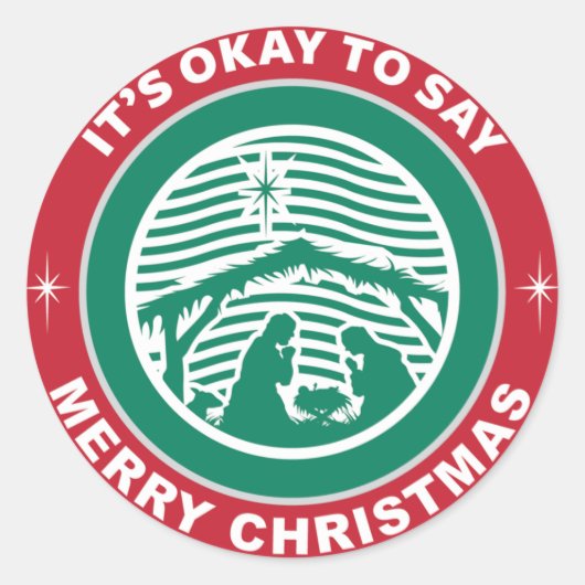 Het is oké om vrolijk kerstfeest te zeggen ronde sticker (Voorkant)