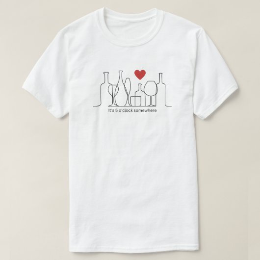 Het is om vijf uur ergens grappig t-shirt (Design voorkant)