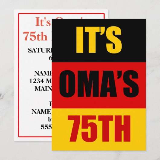 Het is Oma's 75e verjaardag Duitse Vlag Invite Kaart (Voorkant / Achterkant)