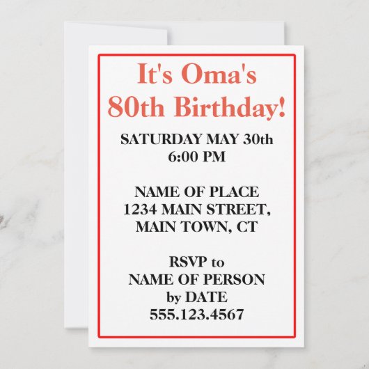 Het is Oma's 80ste verjaardag Duitse vlag Invite Kaart (Achterkant)