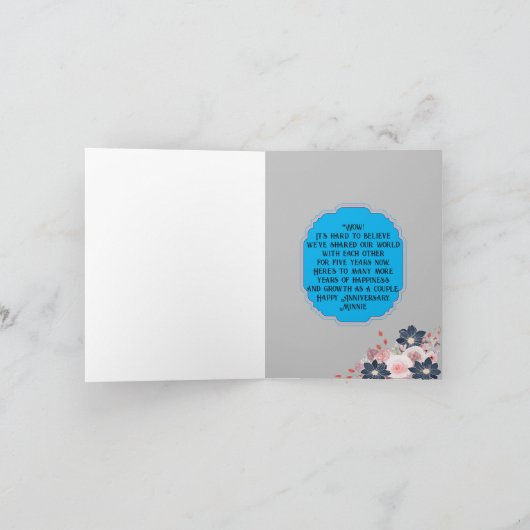 "het is onze 5e" bruiloft Jubileum Kaart (Binnen)