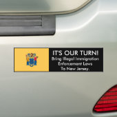 Het is onze beurt, New Jersey. Bumpersticker (Op auto)