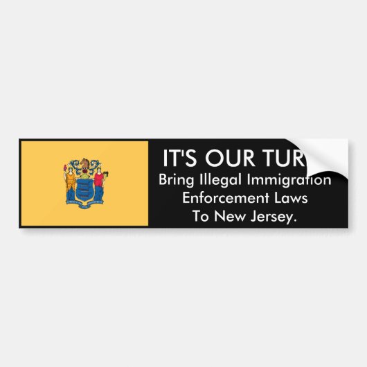 Het is onze beurt, New Jersey. Bumpersticker (Voorkant)