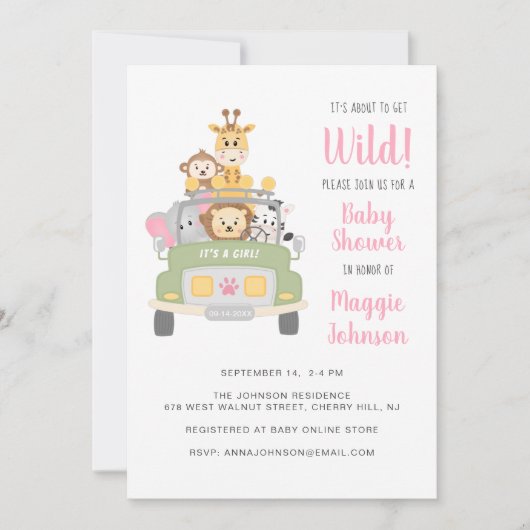 Het is op het punt Wild Safari Baby Girl Shower te Kaart (Voorkant)