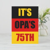 Het is Opa's 75e verjaardag Duitse vlag Invite Kaart (Staand voorkant)