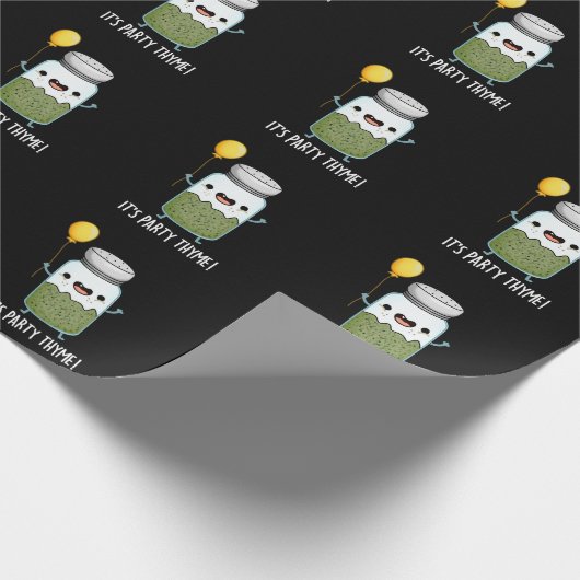 Het is Party Thyme Funny Herb Pun Dark BG Cadeaupapier (Hoek)