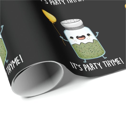 Het is Party Thyme Funny Herb Pun Dark BG Cadeaupapier (Rol Hoek)