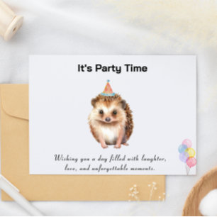 Het is Party Time Birthday Kaart met egel