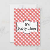 Het is Party Time Red Gingham Kaart (Achterkant)