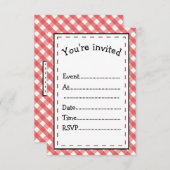Het is Party Time Red Gingham Kaart (Voorkant / Achterkant)