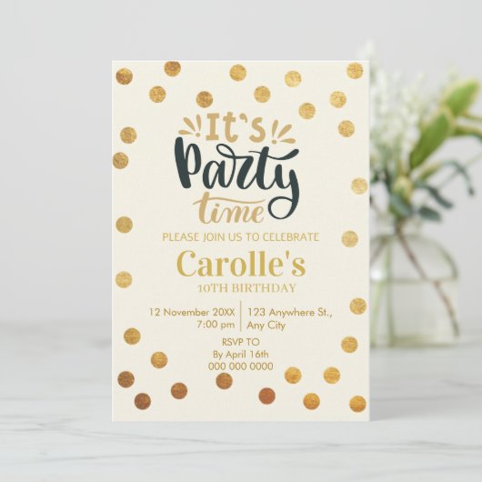 Het is Party Time Simple Birthday Kaart (Staand voorkant)