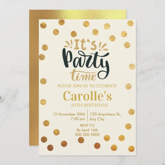 Het is Party Time Simple Birthday Kaart (Voorkant / Achterkant)