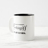 het is pas echt geworden tweekleurige koffiemok (Voorkant links)