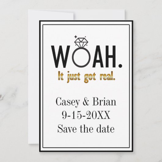 Het is pas echt, sla het Verloving Datum op Kaart (Voorkant)