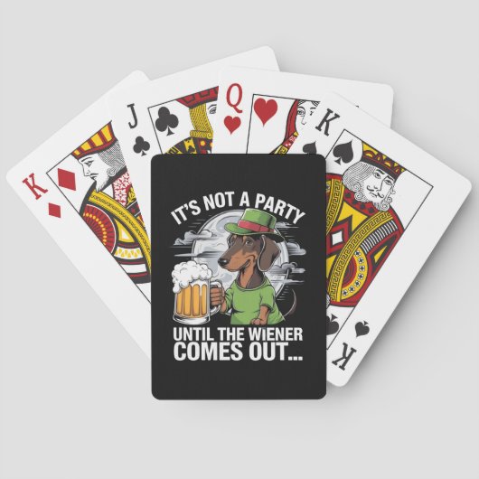 Het Is Pas Een Feest Als Er Een Dachshund Iers Bie Pokerkaarten (Achterkant)