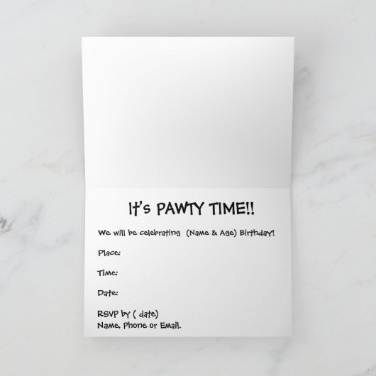 Het is Pawty Time! OES Bday Kaart (Binnen)
