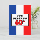 Het is Pepere's 60ste verjaardag Franse vlag Uitno Kaart (Staand voorkant)