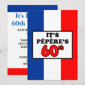 Het is Pepere's 60ste verjaardag Franse vlag Uitno Kaart (Voorkant / Achterkant)