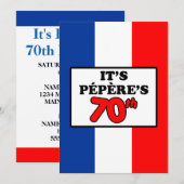 Het is Pepere's 70e verjaardag Franse vlag Uitnodi Kaart (Voorkant / Achterkant)