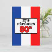 Het is Pepere's 80ste verjaardag Franse vlag Uitno Kaart (Staand voorkant)