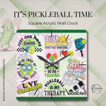 Het is Pickleball Time Square Wandklok