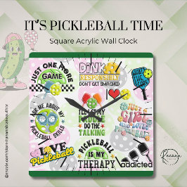 Het is Pickleball Time Square Wandklok