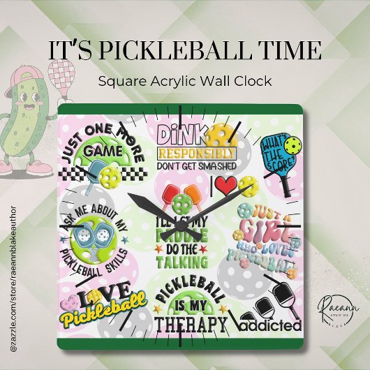 Het is Pickleball Time Square Wandklok