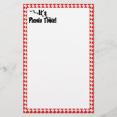 Het is Picnic Time. Rood Gecontroleerde tafelkledi Briefpapier (Voorkant)
