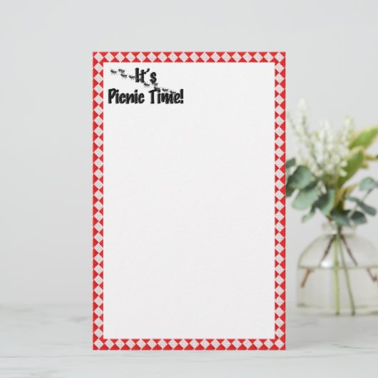 Het is Picnic Time. Rood Gecontroleerde tafelkledi Briefpapier (Staand voorkant)